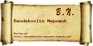 Bendekovits Nepomuk névjegykártya